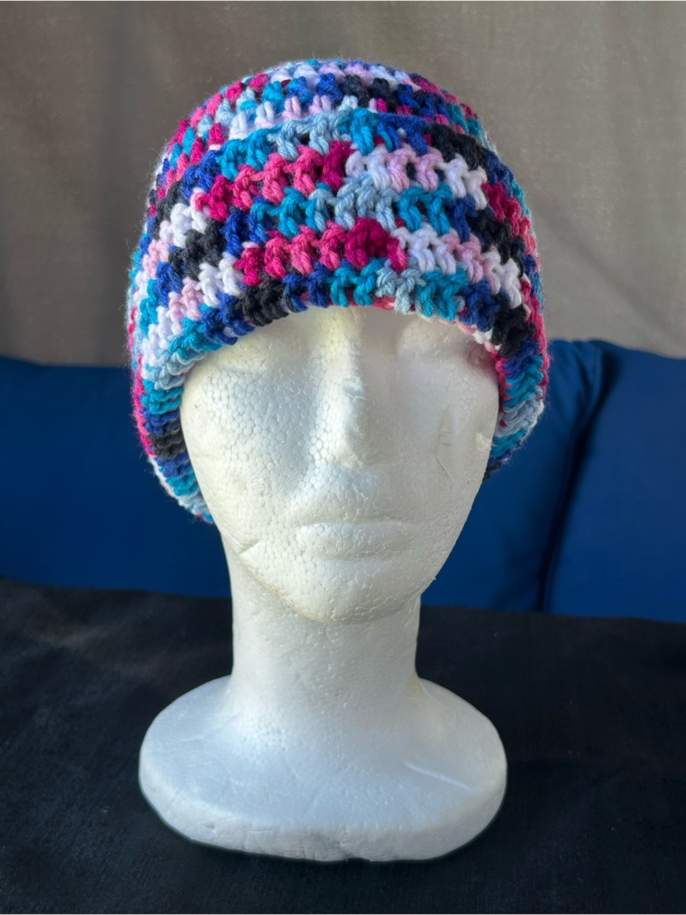 Hand-Crocheted Multicolor Women's Beanie Hat